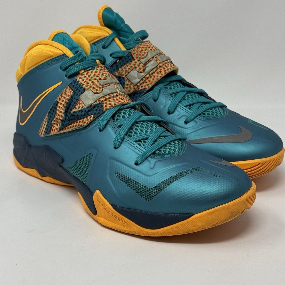 NIKE Zoom LeBron Soldier 7 Turbo Teal Atomic Mango Nightshade Men Shoe Size 9.5